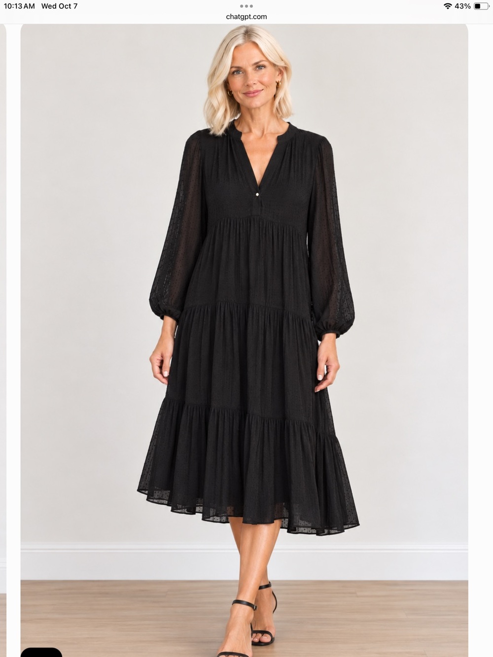Turquoise Couture Pleated Midi Dress in Black Size Medium NWT